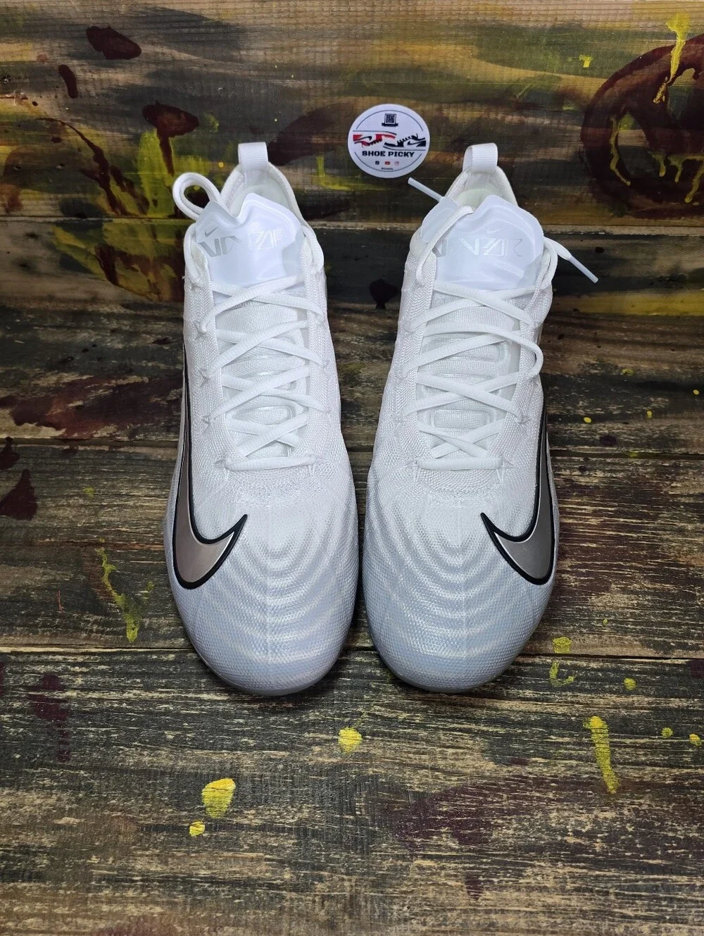 Nike Vapor Elite 1 Football Cleats White Metallic Silver FB3288-100 Men’s Sz 12